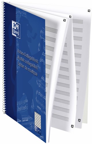 Collegeblok Oxford A4+ muziek 4-gaats 100 pagina's 80gr blauw-2