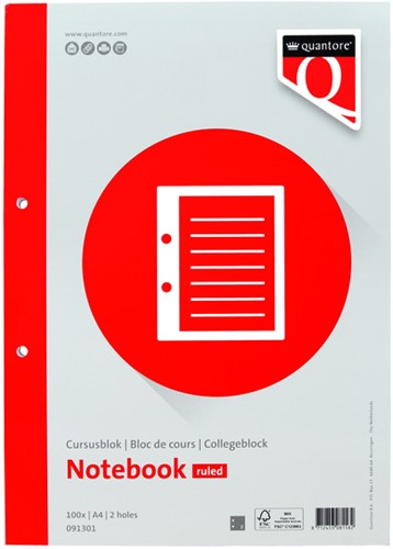 Quantore Cursusblok Quantore A4 lijn met kantlijn 200 pagina's 80gr AtmR Online