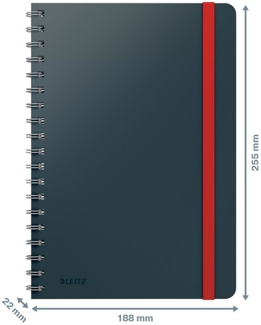 Notitieboek Leitz Cosy B5 160blz 100gr spiraal lijn grijs-2