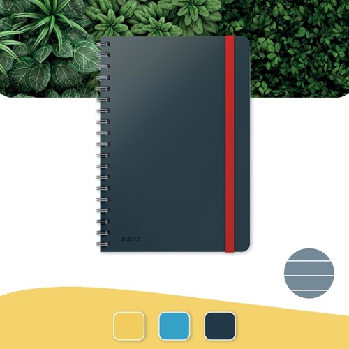Notitieboek Leitz Cosy B5 160blz 100gr spiraal lijn grijs-5