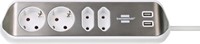 Stekkerdoos Brennenstuhl bureau Estilo 4vdig incl 2 USB 2m wit/zilver