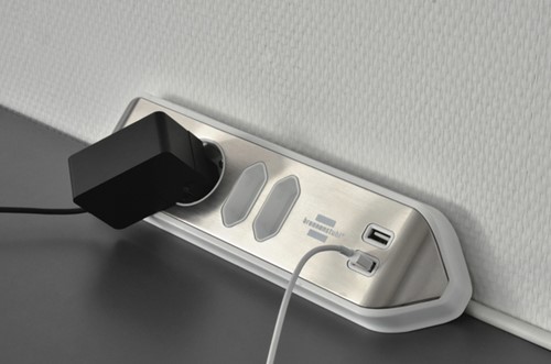 Stekkerdoos Brennenstuhl bureau Estilo 4vdig incl 2 USB 2m wit/zilver-7