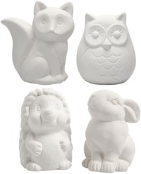 Dierenspaarpot Creativ terracotta 4st  uil vos haas en egel 9-10cm wit