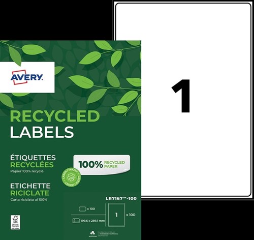 Etiket Avery LR7167-100 199.6x289.1mm recycled wit 100 stuks-2