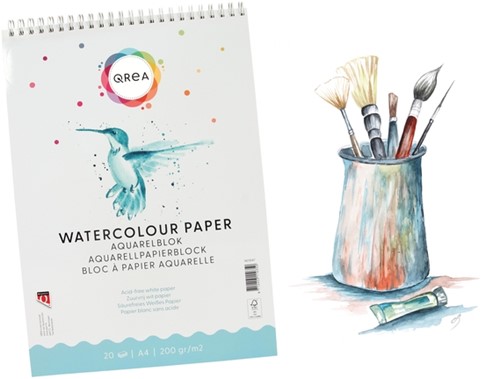 Aquarelblok Qrea A4 20 vel 200gr spiraal-1