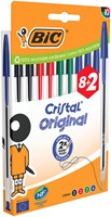 Balpen Bic Cristal medium assorti blister à 8+2 gratis-1