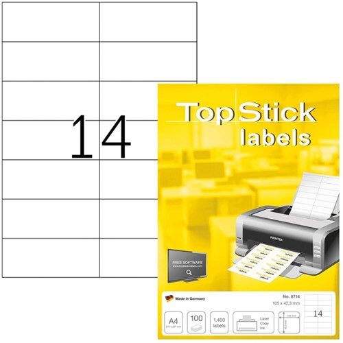 Etiket TopStick 8714 105x42.3mm wit 1400 stuks