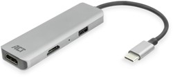 Adapter ACT USB-C 4K multiport voor 2 HDMI monitoren