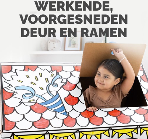 Kartonnen speelhuis XL Verjaardag Bankers Box Play inkleurbaar-5