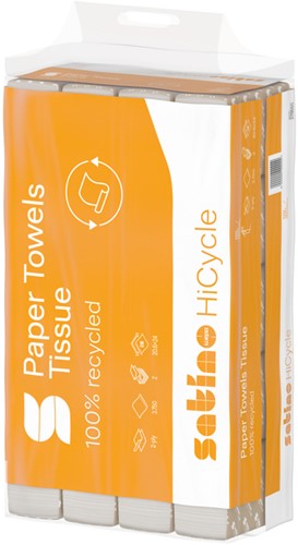 Handdoek Satino PT2 HiCycle z-vouw 2-laags 206x240mm 25x150 vel wit 278550-1