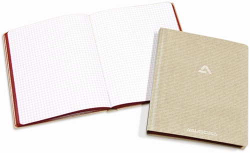 Notitieboek Aurora A5 ruit 5x5mm 192 pagina's 80g linnen grijs-2