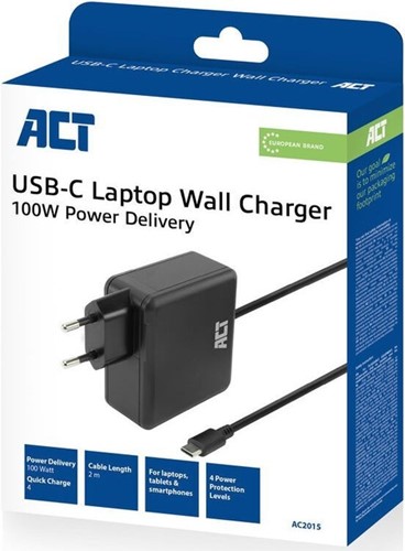 Laptoplader ACT USB-C 100W PD 2 meter-2