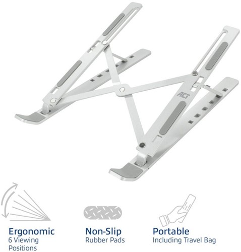 Laptopstandaard ACT inklapbaar 6 standen aluminium-3