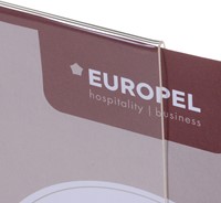Kaarthouder Europel acryl met houten voet A4 staand-2