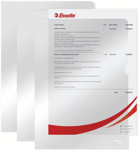 Insteekmap L-model Esselte standaard copy safe 0.11mm PP A4 glashelder 100 stuks-5