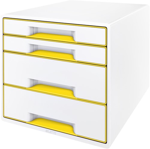 Ladenblok Leitz WOW CUBE 4 laden wit/geel