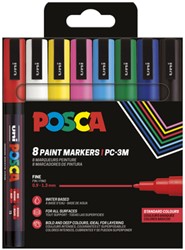 Paintmarker Uni POSCA PC3M fijn assorti set à 8 stuks