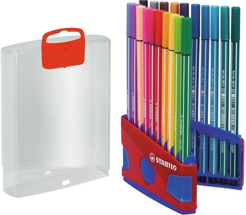Viltstift STABILO Pen 68/20 ColorParade in rood/blauw etui M ass 20st-3