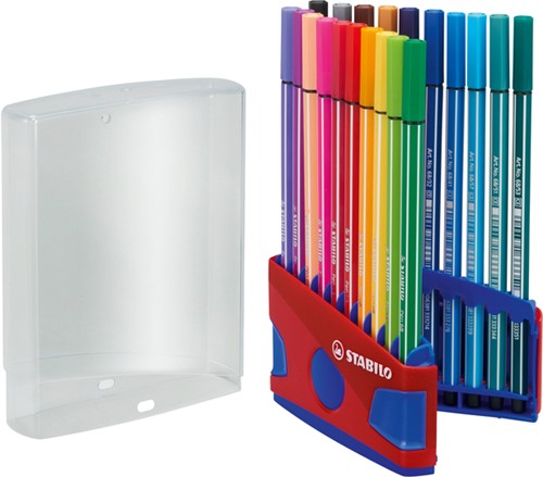Viltstift STABILO Pen 68/20 ColorParade in rood/blauw etui M ass 20st-2