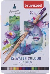 Kleurpotloden Bruynzeel Expression aquarel assorti blik à 12 stuks