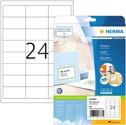 Etiket HERMA 8633 66x33.8mm premium wit 240 stuks