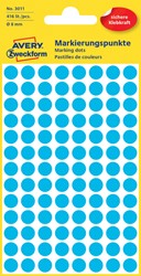 Etiket Avery 3011 rond 8mm blauw 416 stuks