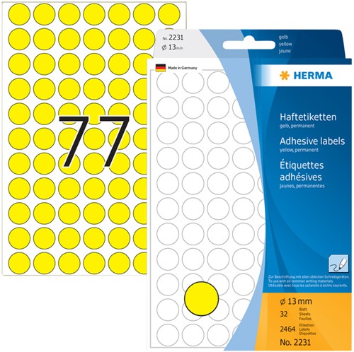 Etiket HERMA 2231 rond 13mm geel 2464 stuks-3