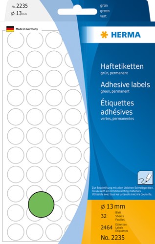 Etiket HERMA 2235 rond 13mm groen 2464 stuks