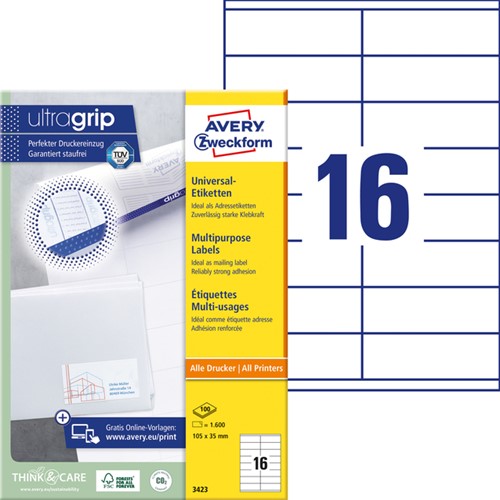 Etiket Avery 3423 105x35mm wit 1600 stuks-2