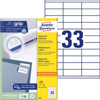 Etiket Avery 3421 70x25.4mm wit 3300 stuks-3