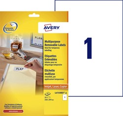 Etiket Avery L4735REV-25 210x297mm A4 wit 25 stuks