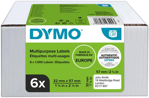 Etiket Dymo LabelWriter multifunctioneel 32x57mm 6 rollen á 1000 stuks wit-3