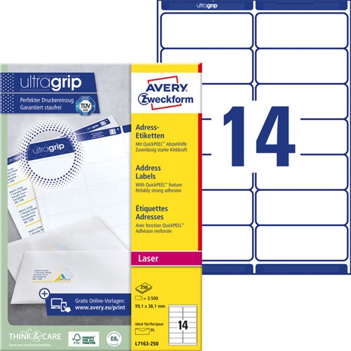 Etiket Avery L7163-250 99.1x38.1mm wit 3500 stuks-2