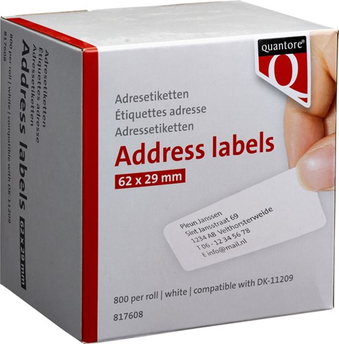 Labeletiket Quantore DK-11209 29x62mm adres wit 800 stuks-1