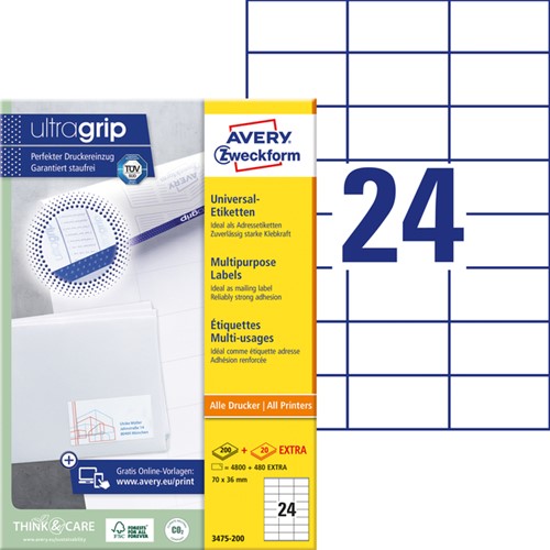 Etiket Avery 3475-200 70x36mm wit 4800 stuks-2
