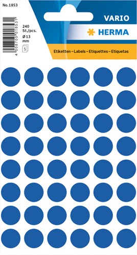 Etiket HERMA 1853 rond 13mm donkerblauw 240 stuks