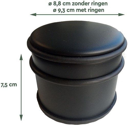 Deurstopper BRASQ  met rubberen ringen zwart-2