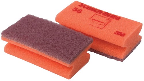 Schuurspons Scotch -Brite delicate oppervlakken 70x133mm rood 10 stuks