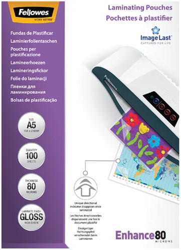 Lamineerhoes Fellowes A5 2x80micron glans 100 stuks-3